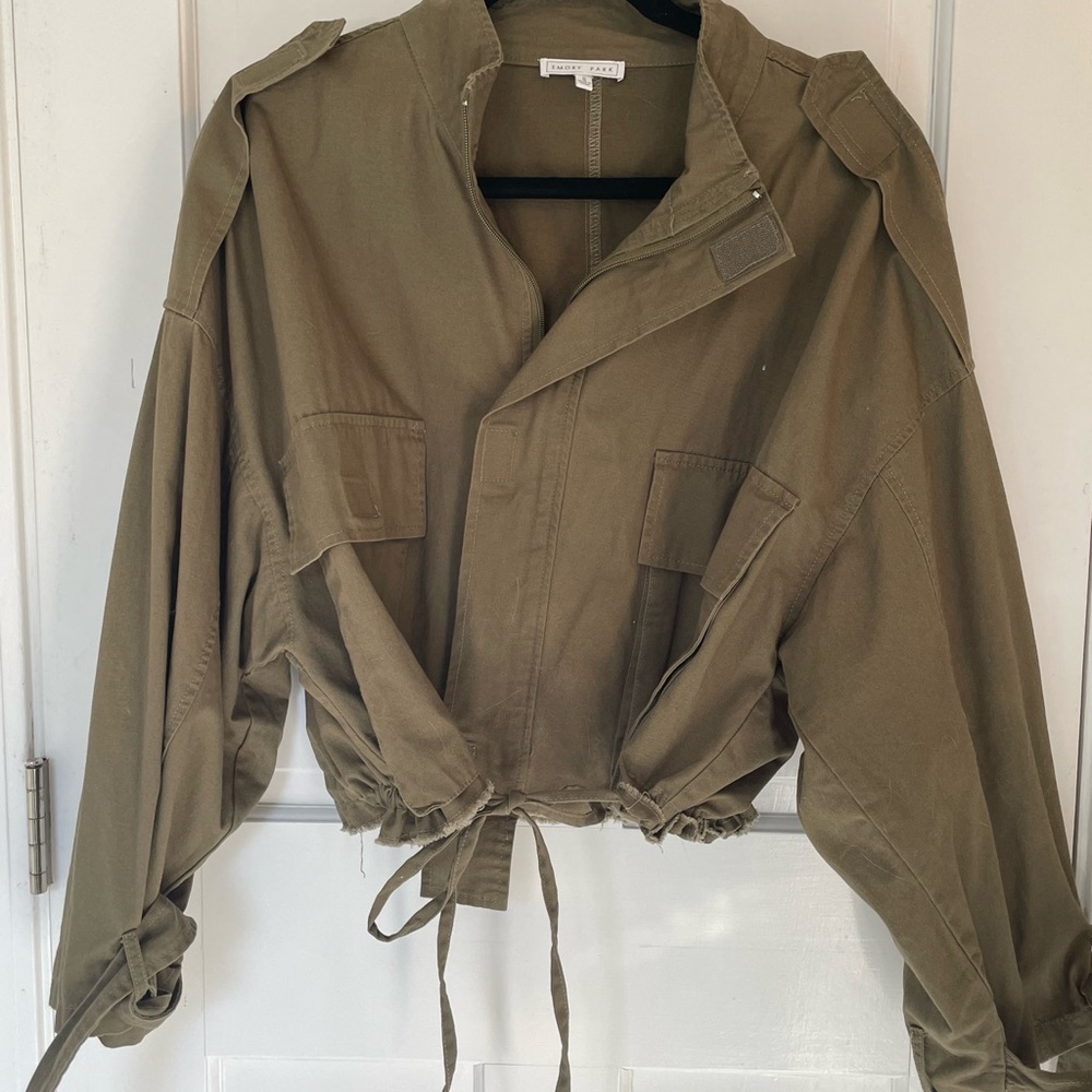Cropped Jacket , Olive Green